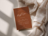 Terracotta Baptism Invitation with Envelopes