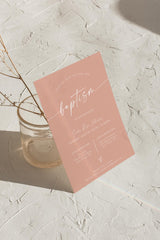 Blush Pink Baptism Invitation with Envelopes