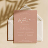 Blush Pink Baptism Invitation with Envelopes