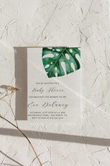 Monstera Tropical Baby Shower Invitation with Envelopes