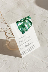 Monstera Tropical Baby Shower Invitation with Envelopes