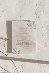Blush Watercolor Bridal Shower Invitation with Envelopes