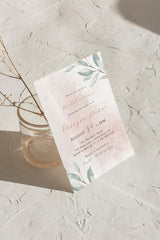 Blush Watercolor Bridal Shower Invitation with Envelopes