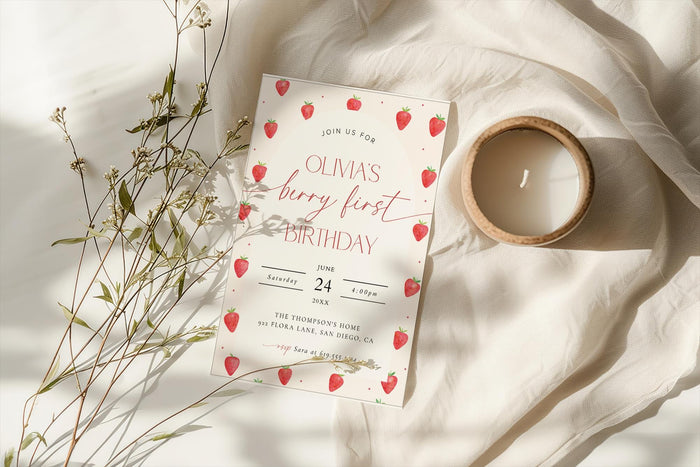 Berry First Birthday Invitation