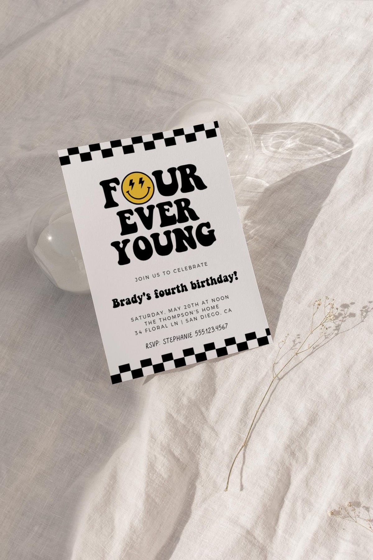 Four Ever Young Birthday Invitation