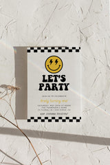 Lets Party Smiley Birthday Invitation