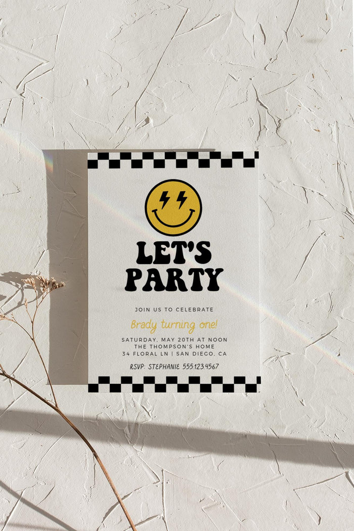 Lets Party Smiley Birthday Invitation