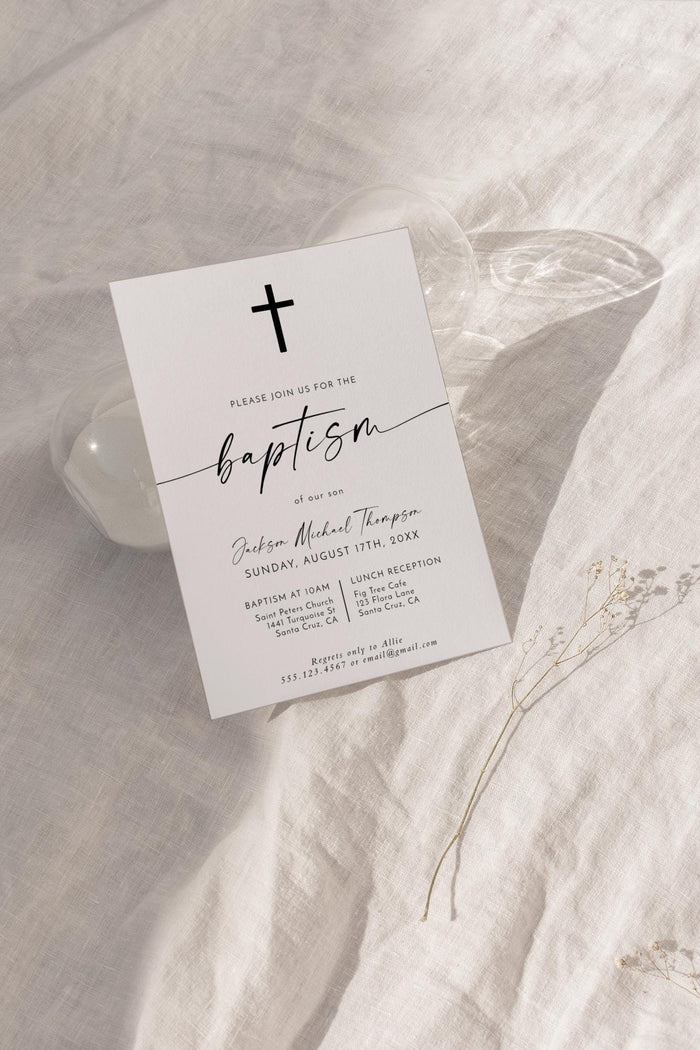 Baptism Invitation Black and White
