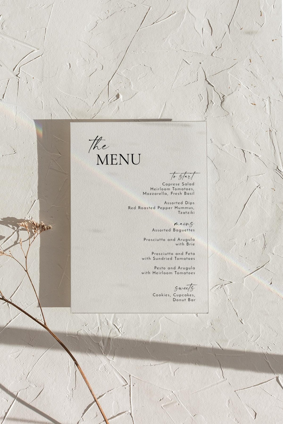 Minimalist Black and White Menu Card