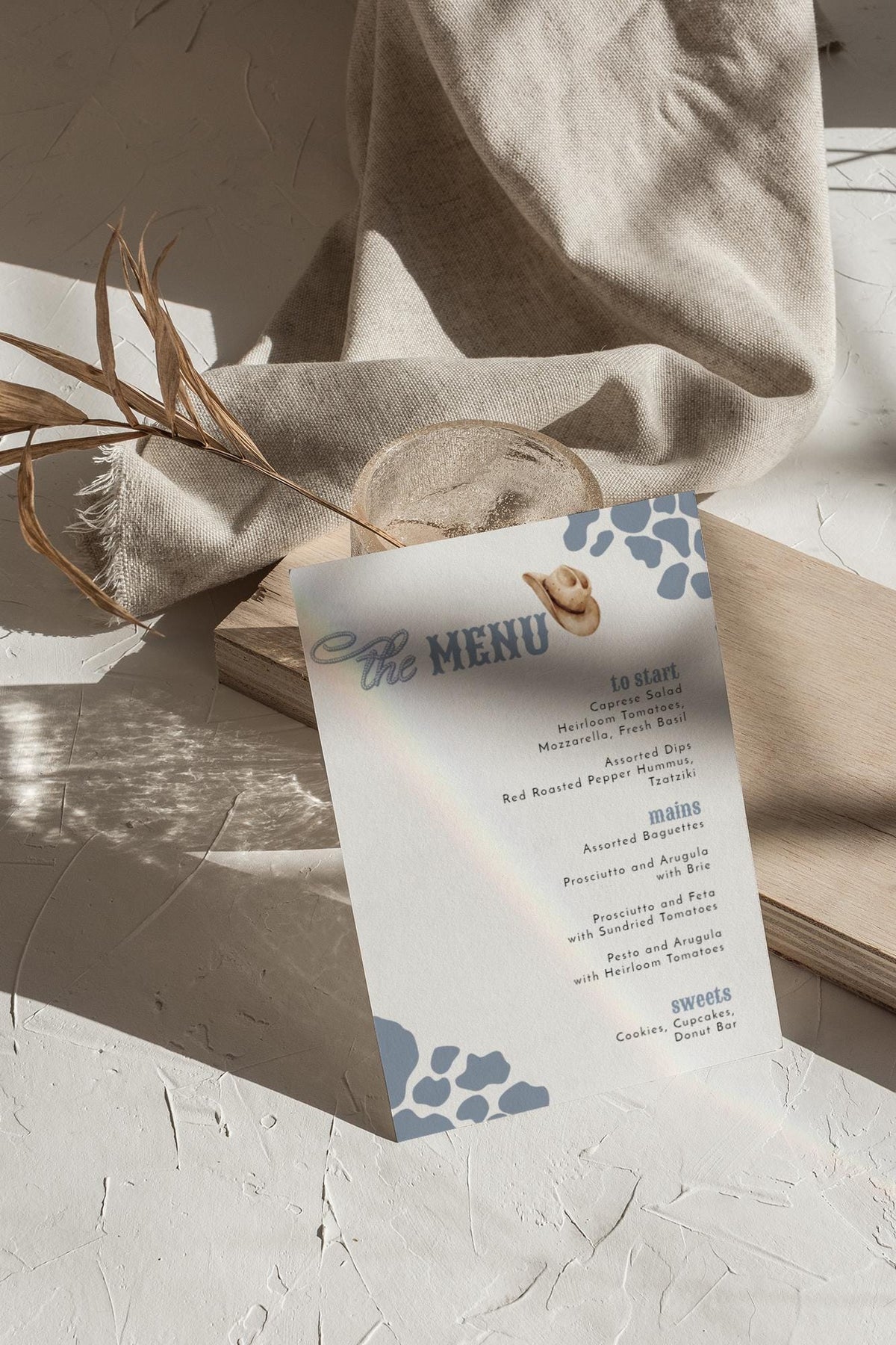 Blue Rodeo Print Menu Card