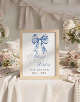 Blue Floral Bow Advice & Wishes Sign