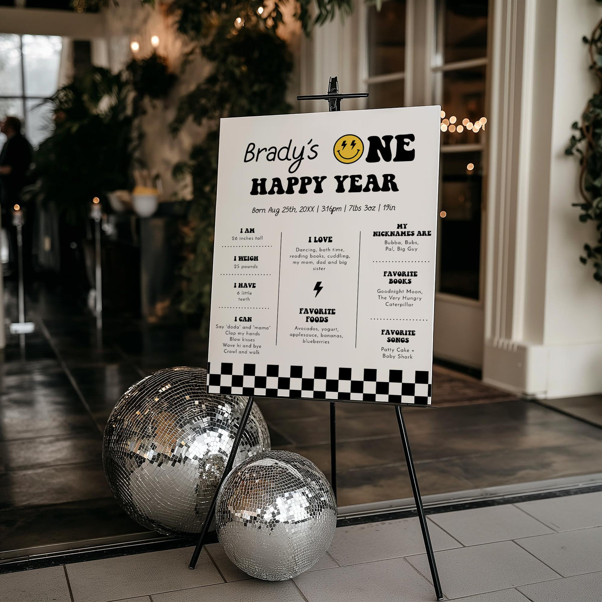 Smiley Face First Birthday Sign