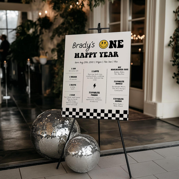 Smiley Face First Birthday Sign