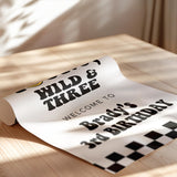 Young Wild and Three Birthday Welcome Sign
