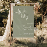 Hello Baby Sage Green Welcome Sign