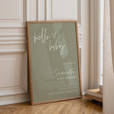Hello Baby Sage Green Welcome Sign