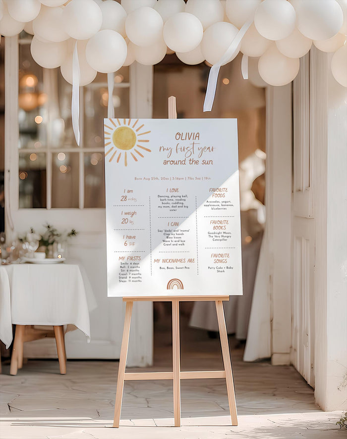 Sunshine First Birthday Milestone Sign