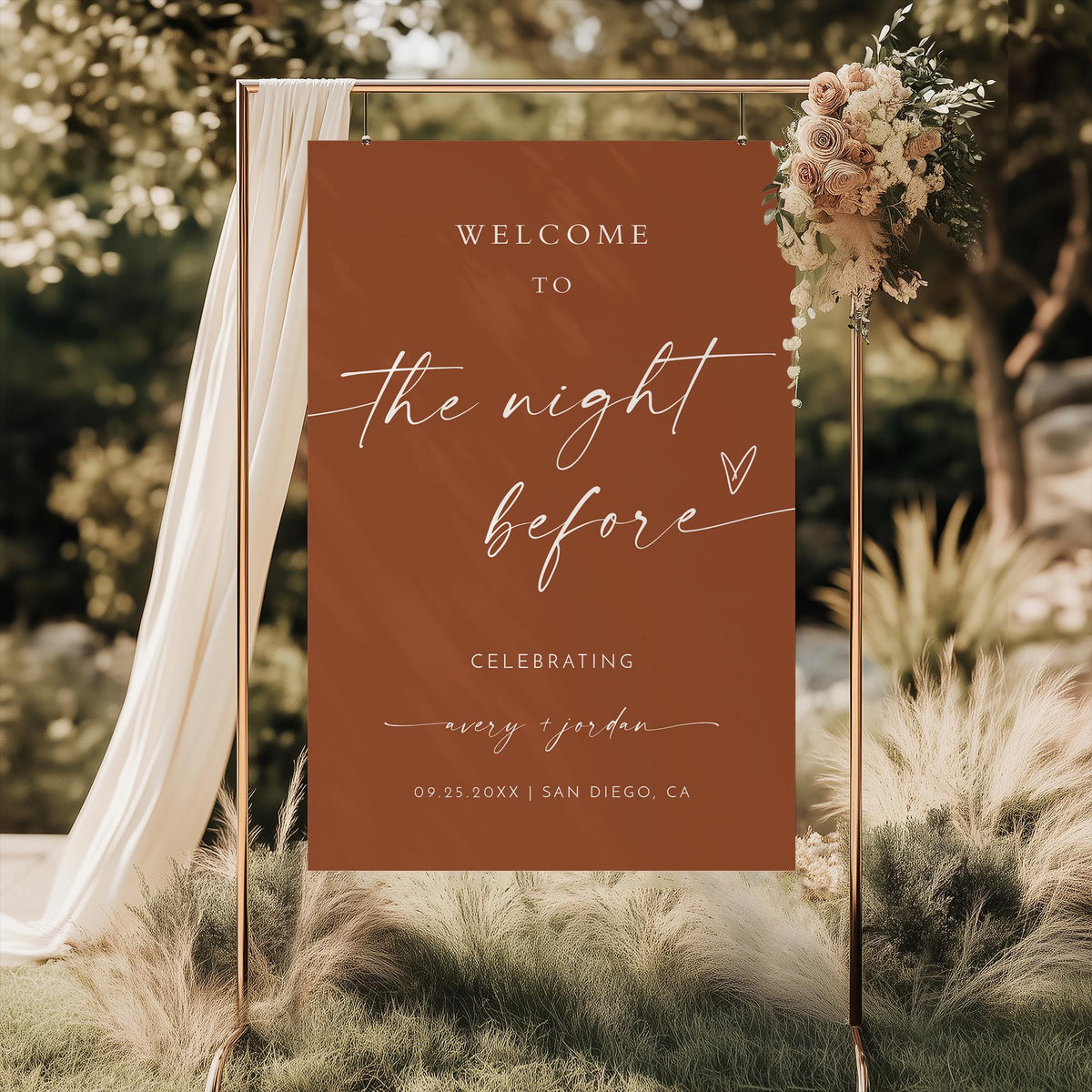 Terracotta Wedding Welcome Sign — Rehearsal Dinner (2)