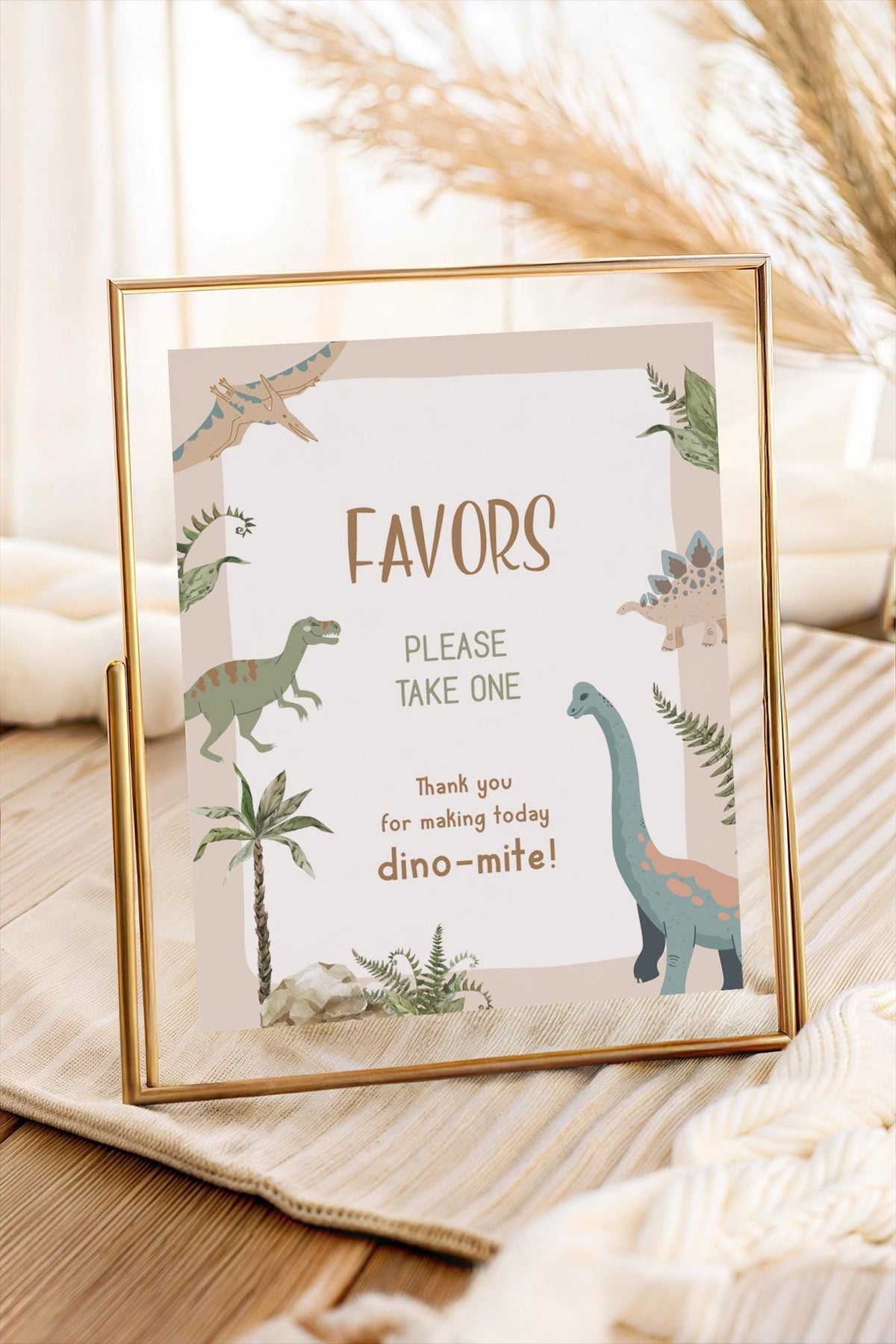 Dinosaur Party Favor Sign