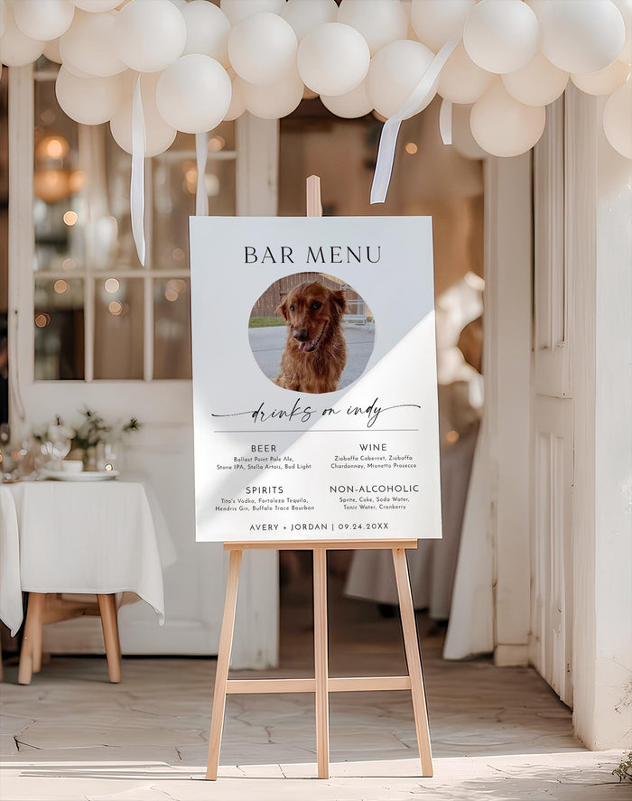 Dog Photo Bar Menu Sign