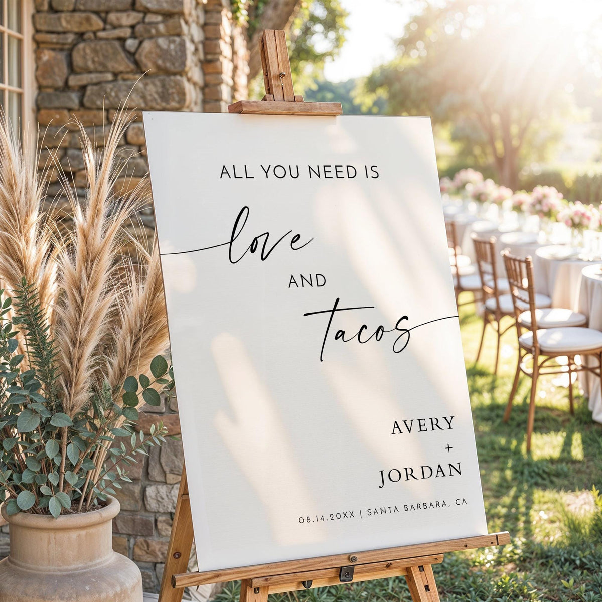 Love and Tacos Welcome Sign