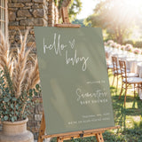 Hello Baby Sage Green Welcome Sign