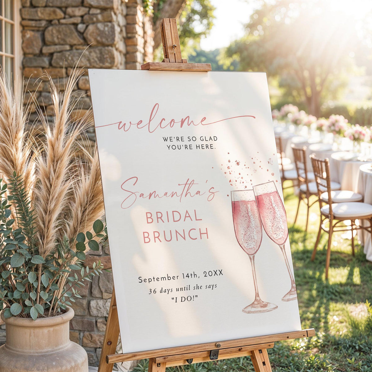 Pink Champagne Bridal Shower Welcome Sign