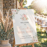Pink Floral Teapot Bridal Shower Welcome Sign