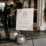 Pink Floral Teapot Bridal Shower Welcome Sign