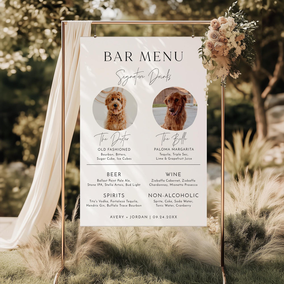 Dog Portrait Bar Menu Sign