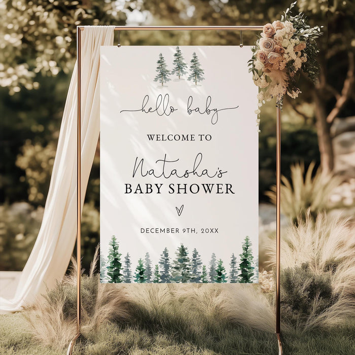 Winter Forest Baby Shower Welcome Sign