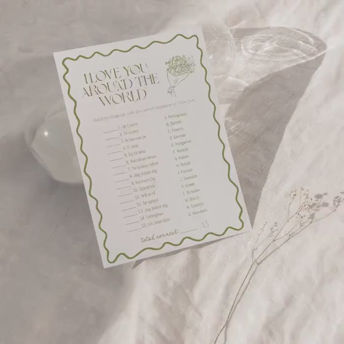 I Love You Around the World Game | Printed and Shipped | Fresh Off the Market Bridal Shower H4