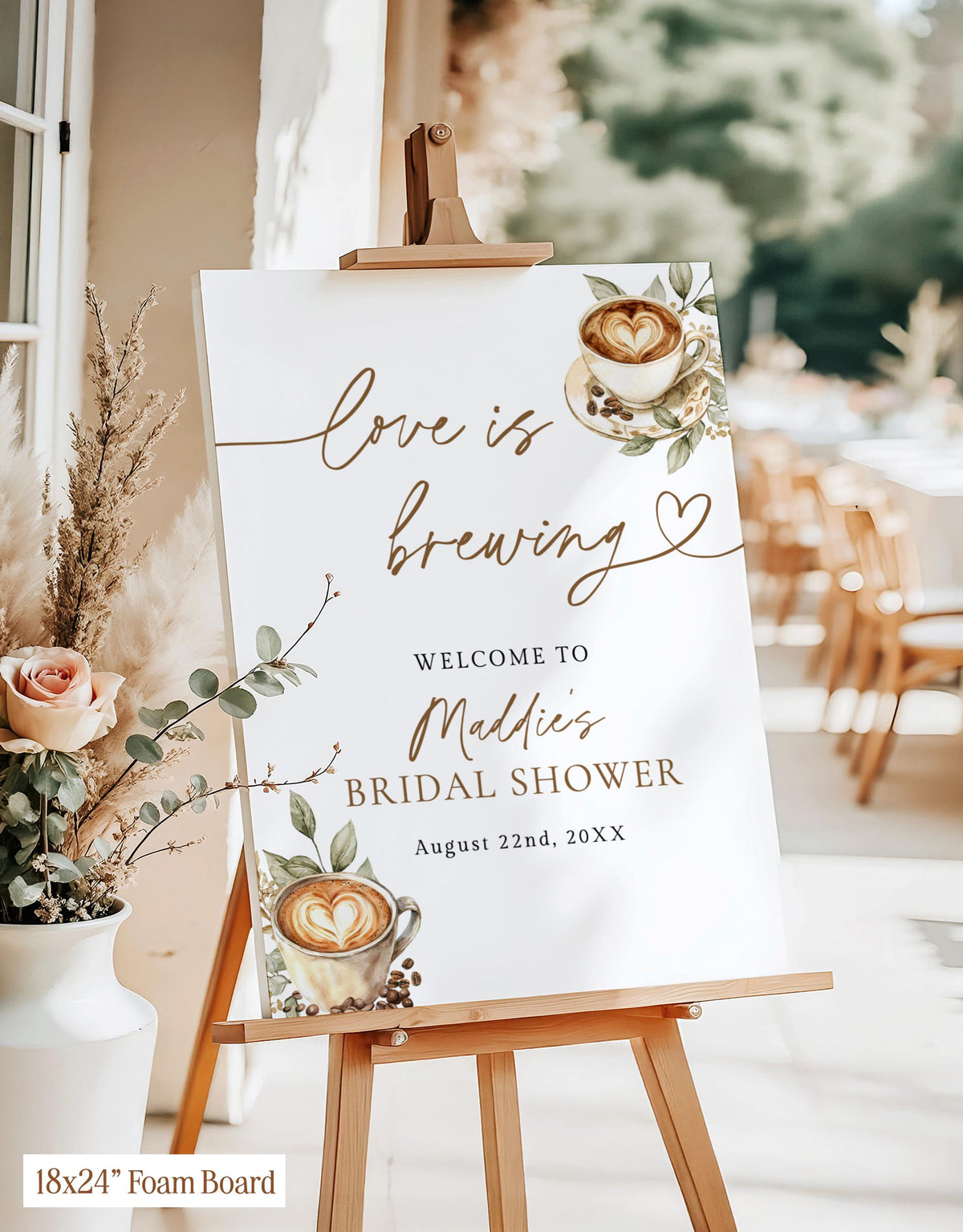 Love is Brewing Bridal Shower Welcome Sign - Espresso Coffee