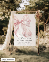 Pink Bow Bridal Shower Welcome Sign - Coquette