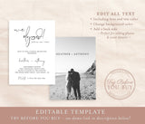 Editable Elopement Party Invite Template | Minimal Calligraphy