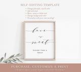 Love is Sweet Editable Sign Template | Love is Sweet Please Take a Treat 