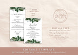Tropical Wedding Menu Template | Palm Leaf Menu Card