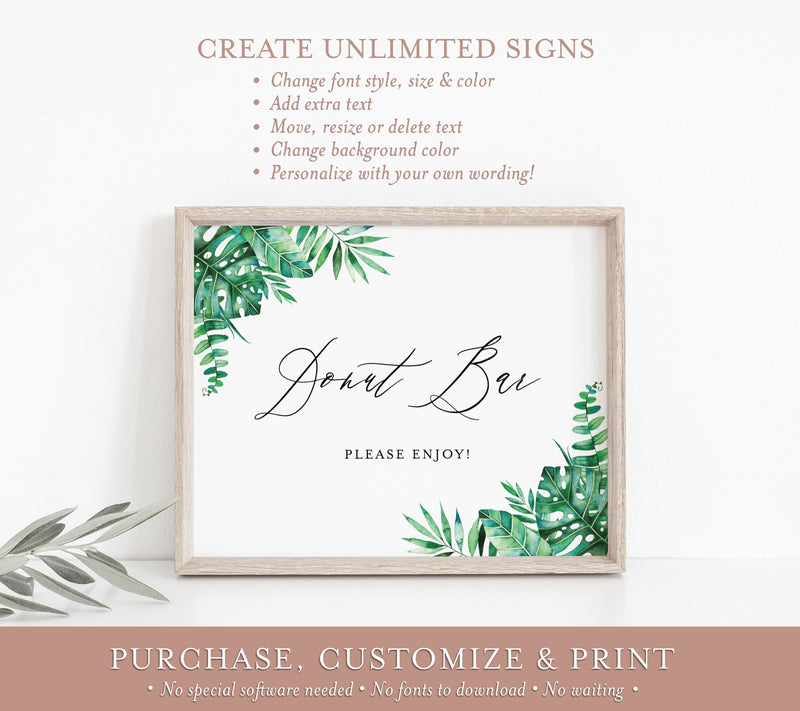 Tropical Custom Sign Template | Tropical Baby Shower Sign 