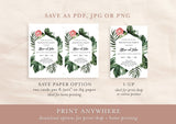 Editable Reception Party Invite Template | Tropical Watercolor Green Leaves