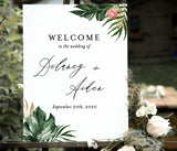 Tropical Greenery Wedding Welcome Sign | Printable Tropical Shower Poster 
