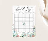 Succulent Bridal Bingo Editable Game | Printable Desert Cactus, Customizable Self-Editing Template
