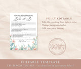 Fiesta Bridal Trivia Editable Game | Succulent Desert Cactus, Customizable Self-Editing Template