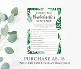 Tropical Bachelorette Party Game | Finish The Bachelorette's Sentence