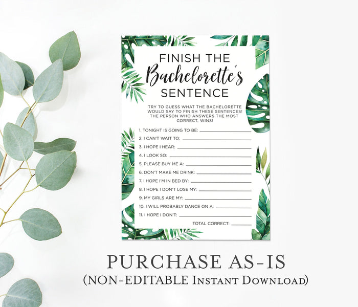 Tropical Bachelorette Party Game | Finish The Bachelorette's Sentence