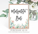 Fiesta Margarita Bar Sign | Watercolor Cactus Shower Decor Sign