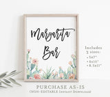 Fiesta Margarita Bar Sign | Watercolor Cactus Shower Decor Sign