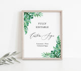 Tropical Custom Sign Template | Tropical Baby Shower Sign