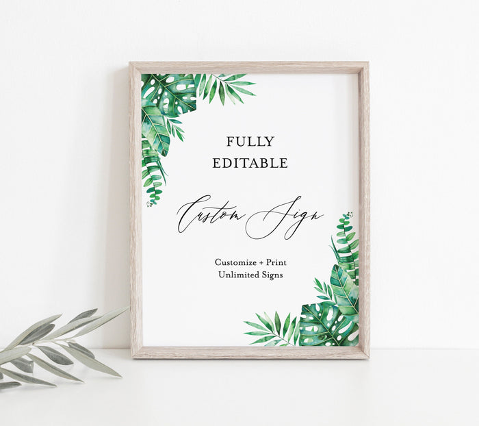 Tropical Custom Sign Template | Tropical Baby Shower Sign