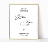 Editable Custom Wedding Sign Template | Minimal Wedding Sign
