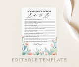 Fiesta Bridal Trivia Editable Game | Succulent Desert Cactus, Customizable Self-Editing Template